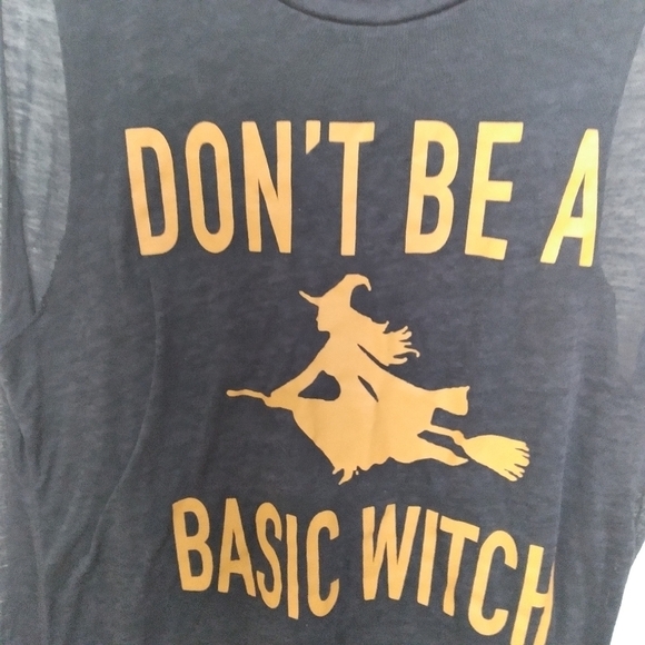 Black and Orange Basic Witch Humor Burnout Graphic Tank Top Size Small - Picture 4 of 5